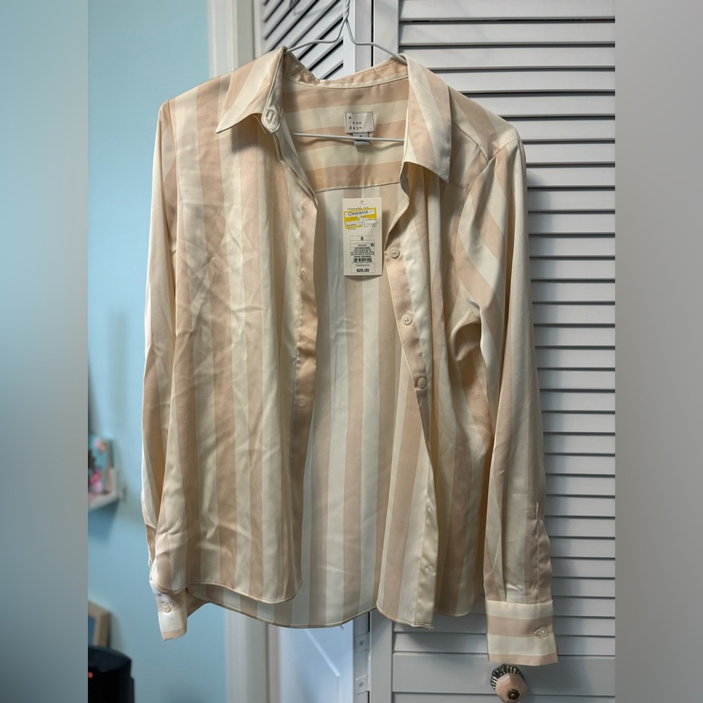 Women’s sarin button up striped light pink/cream